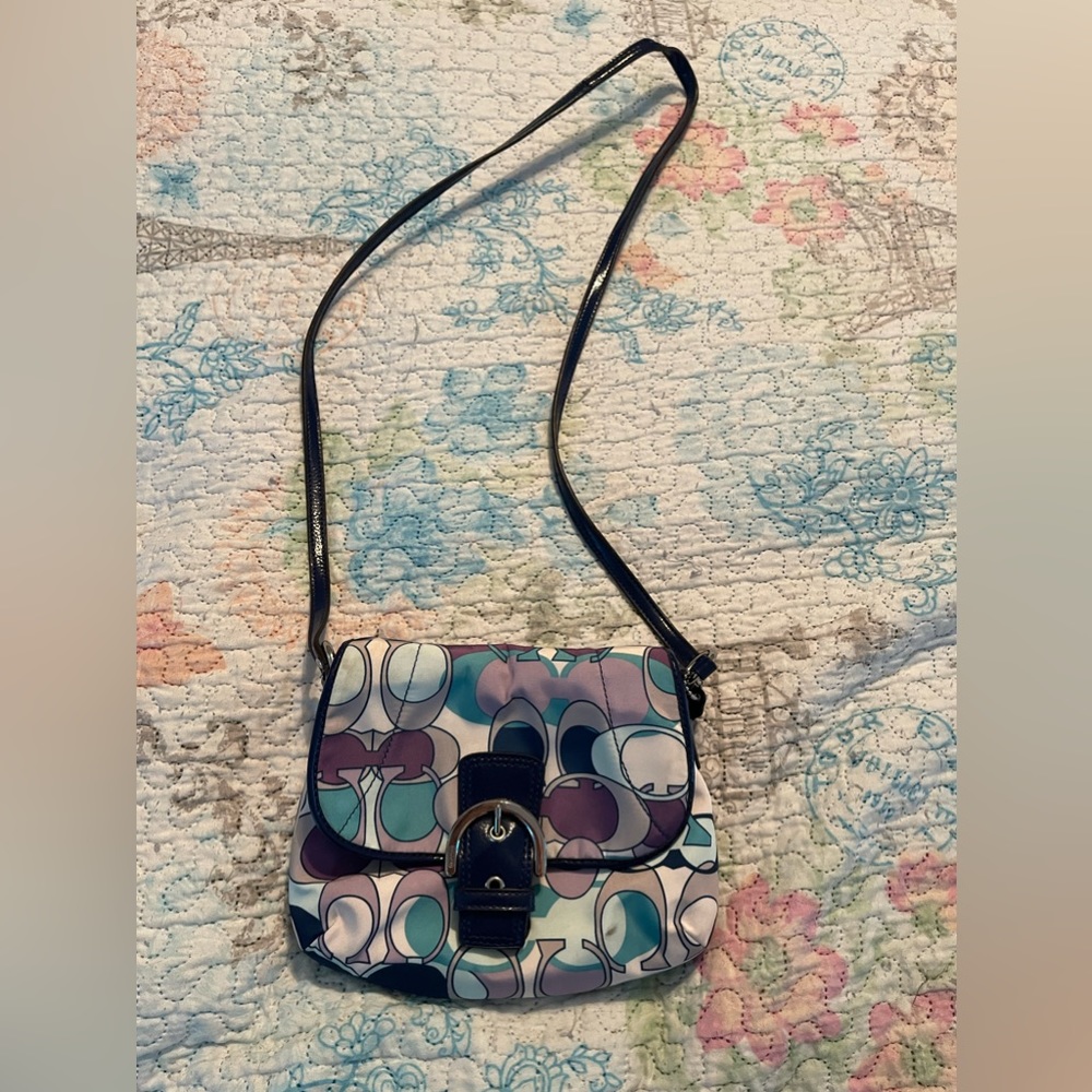 Coach blue-multi colored crossbody bag